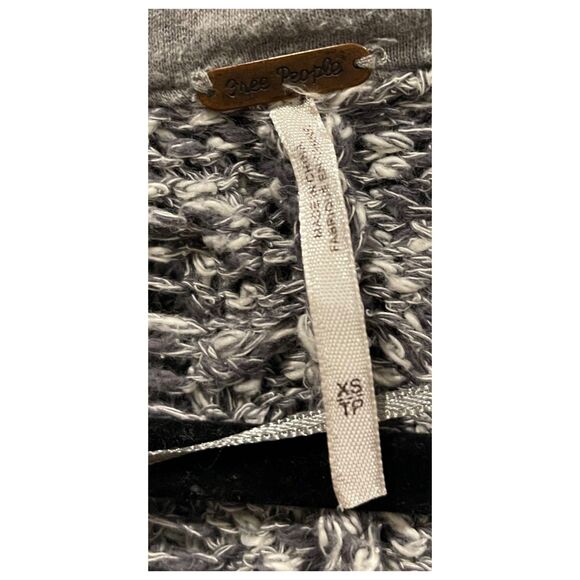 FREE PEOPLE Heather Chunky Knit Hooded Zip Oversized Cardigan Gray - Picture 2 of 4